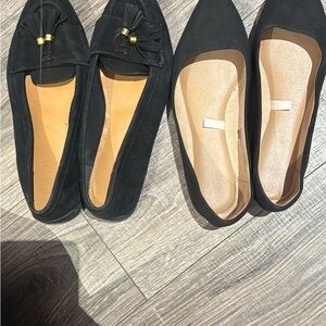 Black Suede Tassel Loafers - Women